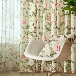 Tenda In Cotone E Lino Su Misura, Stile Americano, Stampata Con Piante