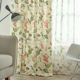 Tenda In Cotone E Lino Su Misura, Stile Americano, Stampata Con Piante