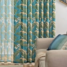 Tende In Cotone E Lino In Stile Americano Con Stampa A Foglia Di Banana
