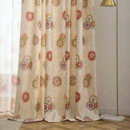 Tenda In Cotone E Lino Su Misura, Stile Americano, Stampa Floreale, Semi-Oscurante