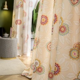Tenda In Cotone E Lino Su Misura, Stile Americano, Stampa Floreale, Semi-Oscurante
