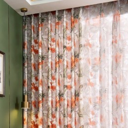 Tenda In Cotone E Lino Su Misura, Stile Americano, Stampa Floreale