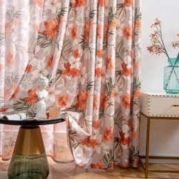 Tenda In Cotone E Lino Su Misura, Stile Americano, Stampa Floreale