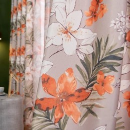 Tenda In Cotone E Lino Su Misura, Stile Americano, Stampa Floreale