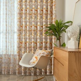 Tenda Semi-Oscurante Su Misura, Stile Americano, Stampa Vegetale