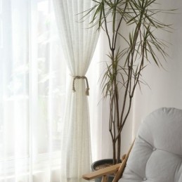 Tenda Trasparente Bianca Su Misura, Tinta Unita, In Voile, Per Soggiorno, Camera Da Letto