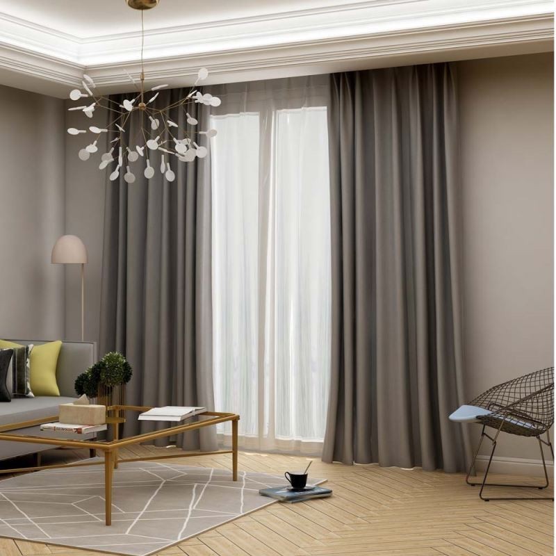 Tenda Oscurante Moderna Grigia Su Misura, Tinta Unita, Imitazione Seta, Tessuto Per Soggiorno E Camera Da Letto