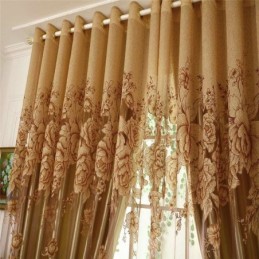Tenda Trasparente Retrò Su Misura, Tenda Jacquard Per Soggiorno, Marrone
