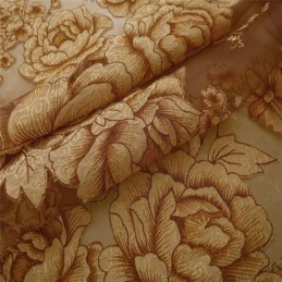 Tenda Trasparente Retrò Su Misura, Tenda Jacquard Per Soggiorno, Marrone