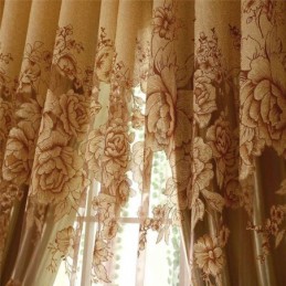 Tenda Trasparente Retrò Su Misura, Tenda Jacquard Per Soggiorno, Marrone