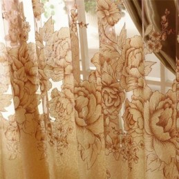 Tenda Trasparente Retrò Su Misura, Tenda Jacquard Per Soggiorno, Marrone