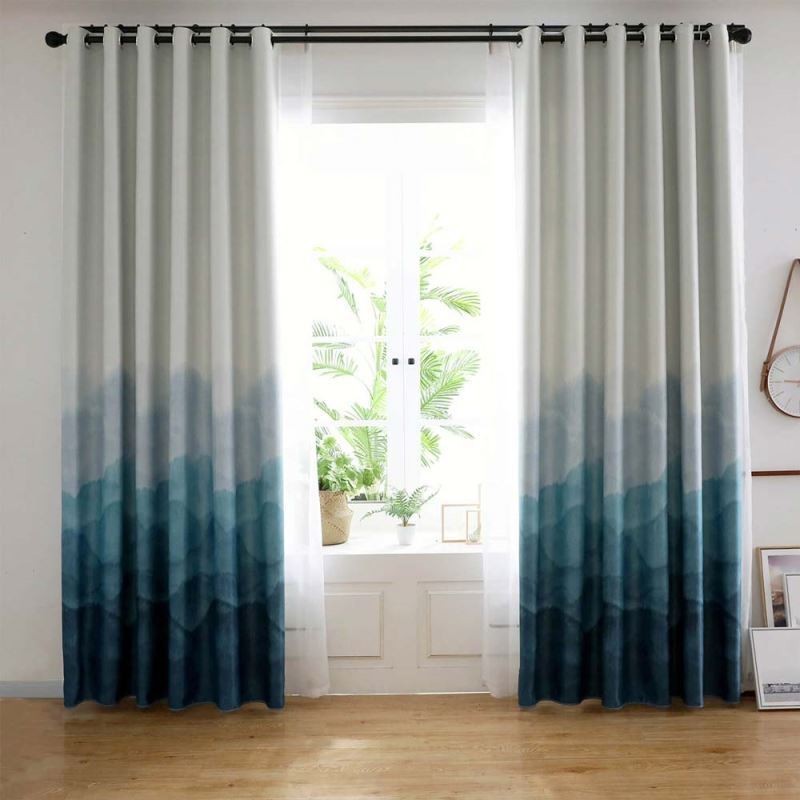Tenda Stampata Blue Fog, Su Misura, Moderna, Semplice, Oscurante, Per Soggiorno, Camera Da Letto, Tessuto Per Bambini