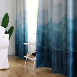Tenda Stampata Blue Fog, Su Misura, Moderna, Semplice, Oscurante, Per Soggiorno, Camera Da Letto, Tessuto Per Bambini