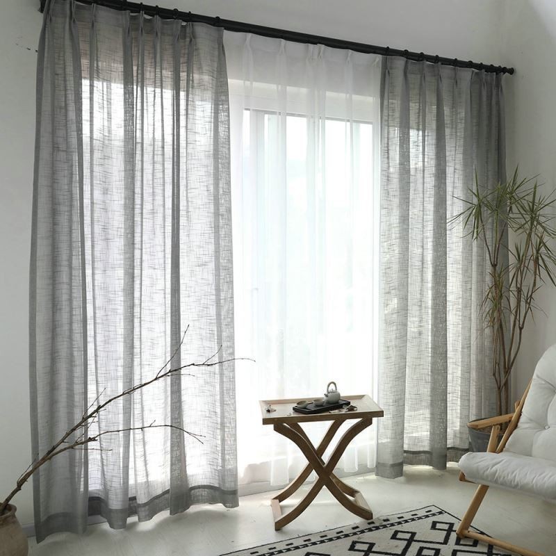 Tenda Trasparente Grigia Su Misura, Tenda Traspirante In Voile Tinta Unita Per Soggiorno, Camera Da Letto