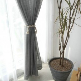Tenda Trasparente Grigia Su Misura, Tenda Traspirante In Voile Tinta Unita Per Soggiorno, Camera Da Letto