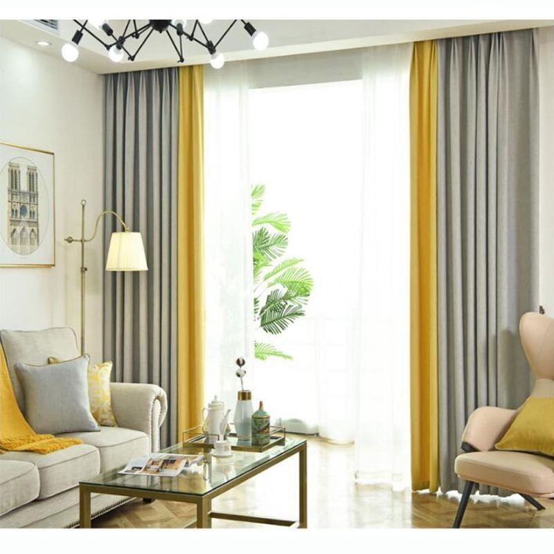 Tenda A Due Colori Con Cuciture, Su Misura, Moderna, Semplice, Semi-Oscurante, Per Soggiorno, Camera Da Letto, Tessuto