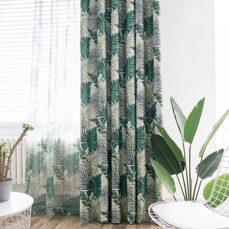 Tenda A Foglia Verde Su Misura, A Tema Giungla, Romantica, Americana, Rurale, Per Camera Da Letto, Soggiorno, Tessuto Oscurante.