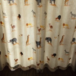 Tenda Beige Con Motivo A Cartoni Animati, Su Misura, Con Leone, Giraffa, Elefante, Per Cameretta Dei Bambini