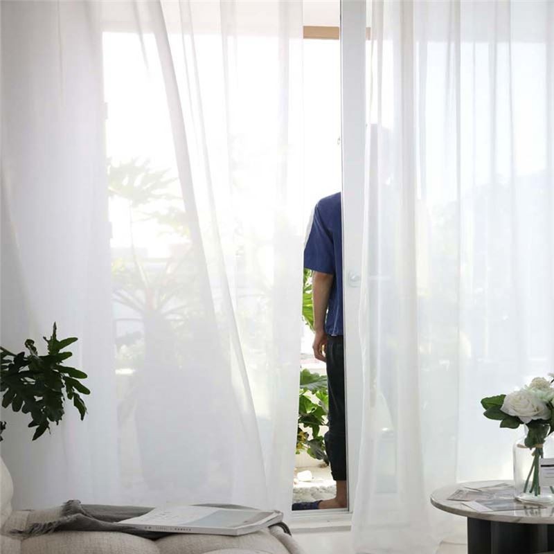 Tenda Trasparente Bianca Solida, Su Misura, Moderna, Semplice, Per Soggiorno, Camera Da Letto, Studio, Tessuto