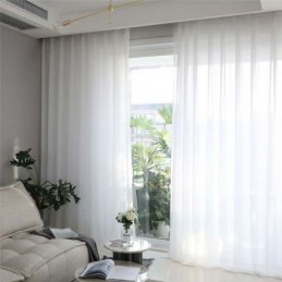 Tenda Trasparente Bianca Solida, Su Misura, Moderna, Semplice, Per Soggiorno, Camera Da Letto, Studio, Tessuto