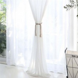 Tenda Trasparente Bianca Solida, Su Misura, Moderna, Semplice, Per Soggiorno, Camera Da Letto, Studio, Tessuto