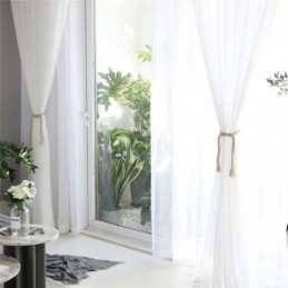 Tenda Trasparente Bianca Solida, Su Misura, Moderna, Semplice, Per Soggiorno, Camera Da Letto, Studio, Tessuto