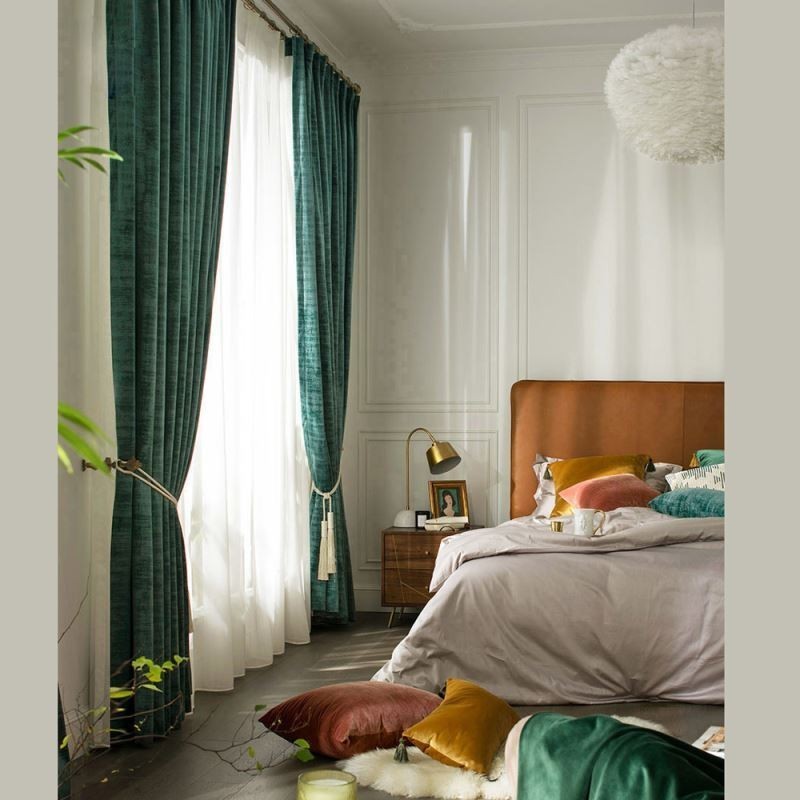 Tenda Oscurante Velvet Max Su Misura, Colore Verde Malachite, Per Camera Da Letto