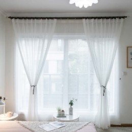 Tenda Trasparente Traspirante Bianca Su Misura, Moderna, Semplice, Per Soggiorno, Camera Da Letto, Studio, Tessuto