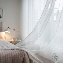 Tenda Trasparente Traspirante Bianca Su Misura, Moderna, Semplice, Per Soggiorno, Camera Da Letto, Studio, Tessuto