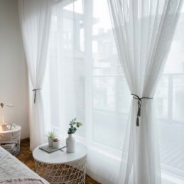Tenda Trasparente Traspirante Bianca Su Misura, Moderna, Semplice, Per Soggiorno, Camera Da Letto, Studio, Tessuto