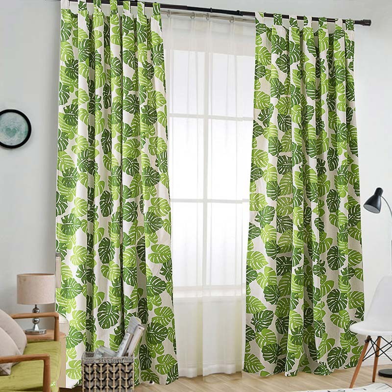 Tenda Con Stampa A Foglia Di Banana, Su Misura, In Stile Nordico, Per Soggiorno, Camera Da Letto, Studio, Tessuto Semi-Oscurante