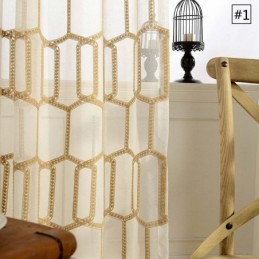 Tenda Trasparente Con Ricamo A Nido D'Ape, Su Misura, In Tessuto Astratto Americano Per Soggiorno E Camera Da Letto