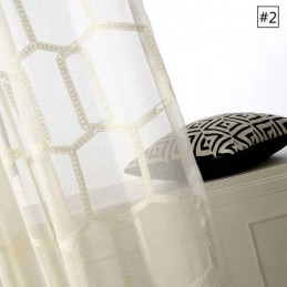 Tenda Trasparente Con Ricamo A Nido D'Ape, Su Misura, In Tessuto Astratto Americano Per Soggiorno E Camera Da Letto