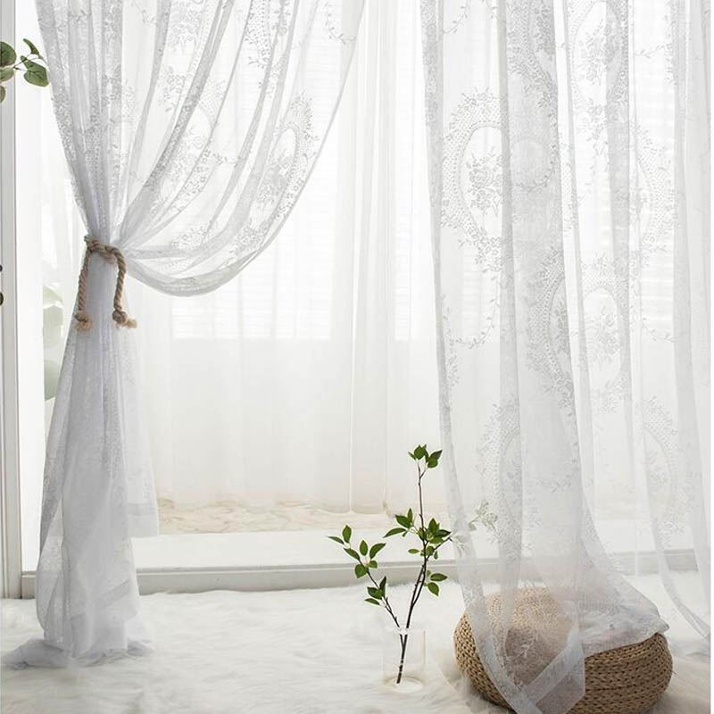 Tenda Trasparente In Stile Europeo Su Misura, Pannello Per Tenda In Pizzo, Rosa E Specchio, Voile, Balcone, Finestra A Bovindo.