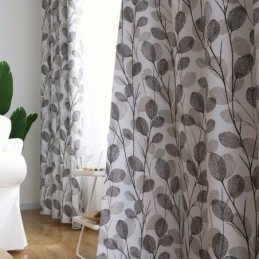 Tenda Stampata A Foglia Semplice, Su Misura, Stile Nordico, Grigia, Per Soggiorno, Camera Da Letto, Studio, Tessuto