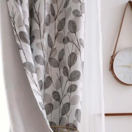Tenda Stampata A Foglia Semplice, Su Misura, Stile Nordico, Grigia, Per Soggiorno, Camera Da Letto, Studio, Tessuto