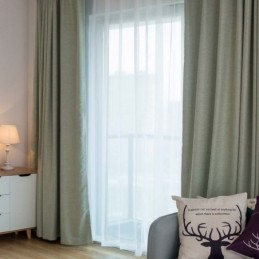Tenda Oscurante Verde Tinta Unita Su Misura, Moderna, Semplice, Per Soggiorno E Camera Da Letto.