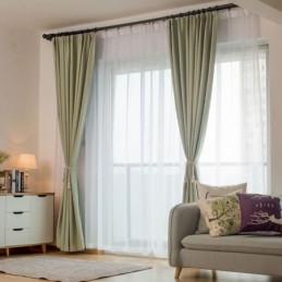 Tenda Oscurante Verde Tinta Unita Su Misura, Moderna, Semplice, Per Soggiorno E Camera Da Letto.
