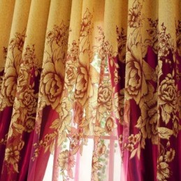 Lussuosa Tenda Trasparente Su Misura, Tenda In Jacquard Con Motivo Peonia Gialla, Per Soggiorno, Camera Da Letto E Per Finestre.