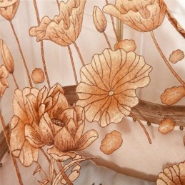 Tenda Moderna Minimalista In Voile Su Misura, In Jacquard Marrone, Per Soggiorno E Finestra.