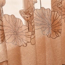 Tenda Moderna Minimalista In Voile Su Misura, In Jacquard Marrone, Per Soggiorno E Finestra.