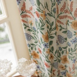 Tende In Lino Stile Americano Con Piccola Stampa Floreale