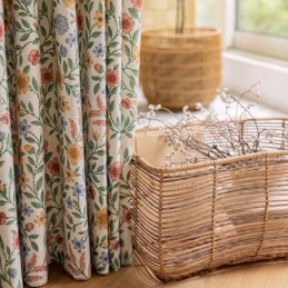 Tende In Lino Stile Americano Con Piccola Stampa Floreale