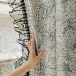 Tende In Cotone E Lino Con Stampa Di Piante Americane