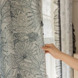 Tende In Cotone E Lino Con Stampa Di Piante Americane
