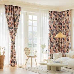 Tenda In Cotone Su Misura, Tenda Con Stampa Di Piante, Stile Americano, Oscurante