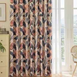 Tenda In Cotone Su Misura, Tenda Con Stampa Di Piante, Stile Americano, Oscurante