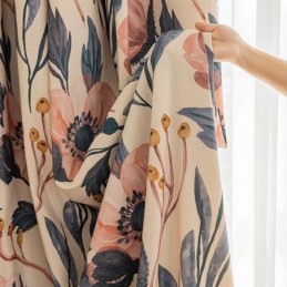 Tenda In Cotone Su Misura, Tenda Con Stampa Di Piante, Stile Americano, Oscurante