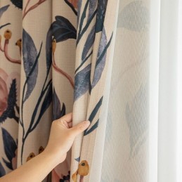 Tenda In Cotone Su Misura, Tenda Con Stampa Di Piante, Stile Americano, Oscurante