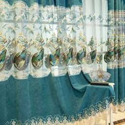 Tenda Semi-Oscurante Su Misura, Stile Cinese, In Ciniglia, Con Ricamo Pipa, Per Soggiorno, Camera Da Letto